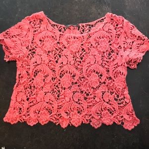 Pink lace crop top